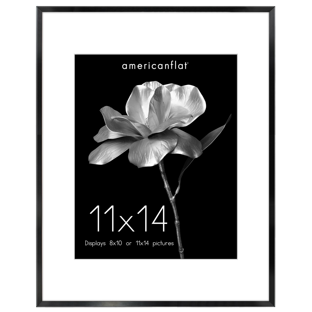 Americanflat Aluminum Picture Frame with Mat - Metal Photo Frame - Black Metal Molding Frame - Shatter Resistant Glass - Hanging Hardware